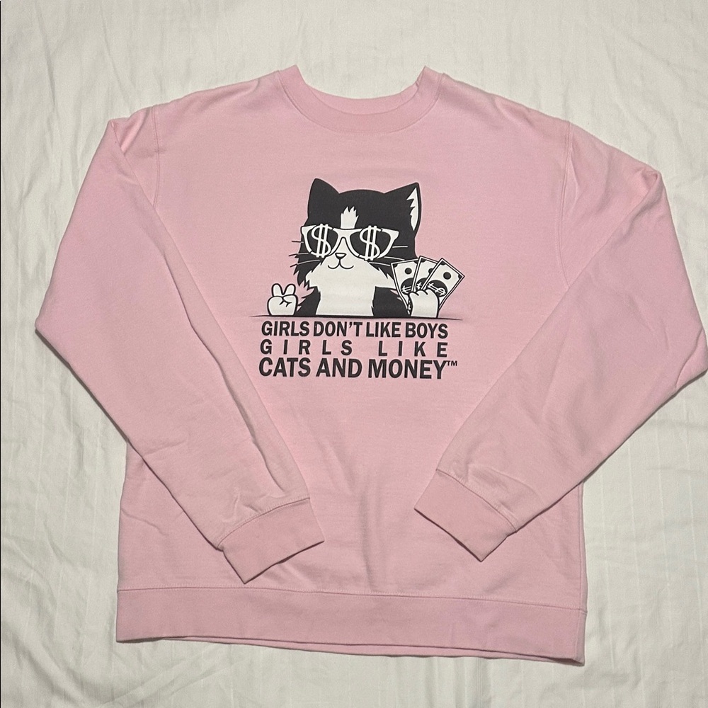 Pink Cat Graphic Sweatshirt